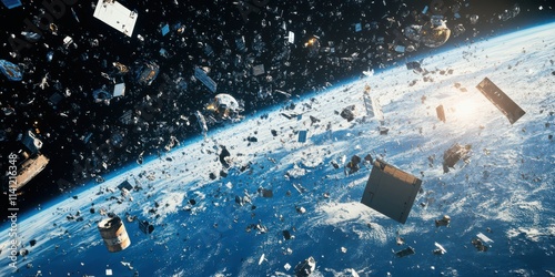Space Debris Orbital Junk Satellite Fragments Spacecraft Parts Earth Orbit Pollution