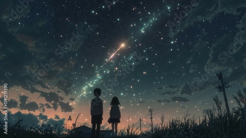 流れ星を見る人