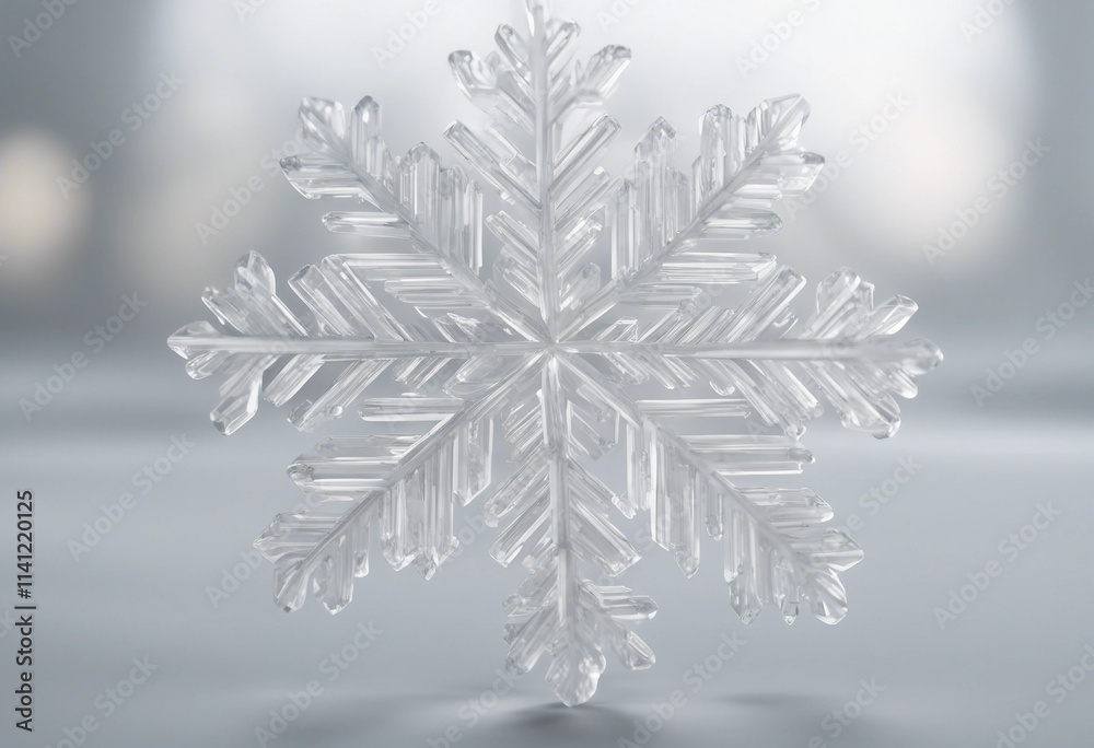 3d transparent glass render of snowflake white white background celebration 3d transparent glass render of snowflake white white background celebration