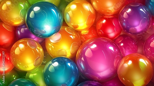Colorful glossy spheres create a vibrant abstract design