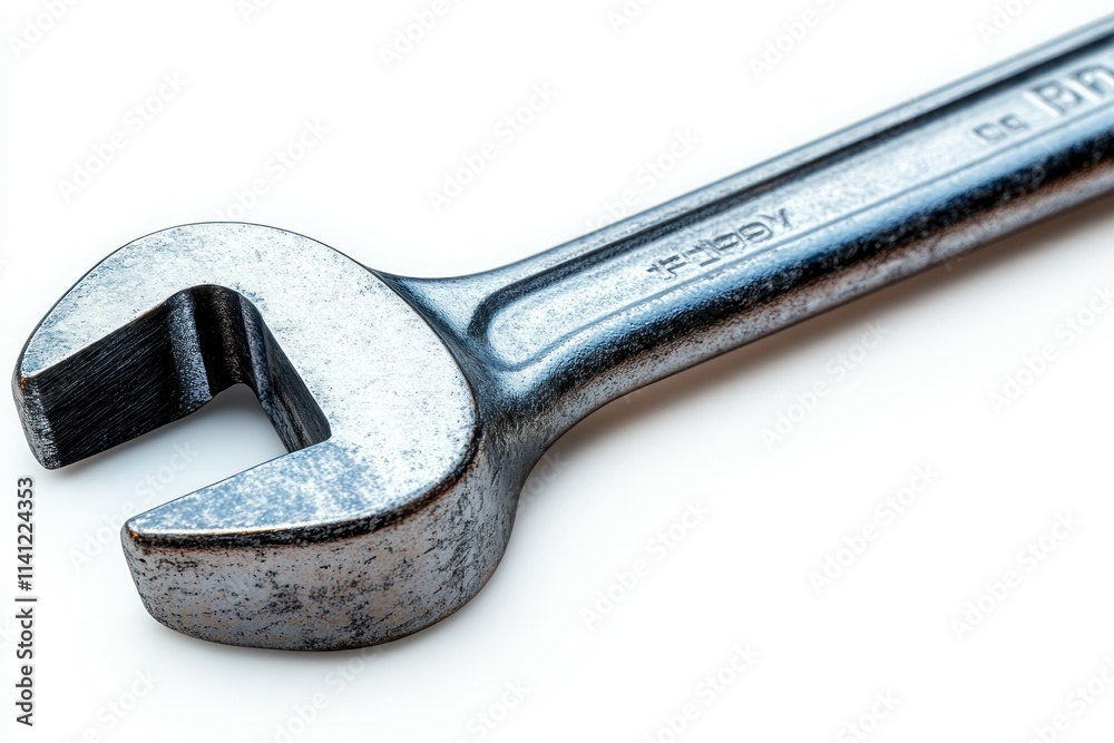 Shiny Metallic Wrench Industrial Tool for Construction Mechanical Repair Vintage Design Close-up Hyper-realistic Shiny Metallic Wrench Industrial Tool for Construction Mechanical Repair Vintage Design Close-up Hyper-realistic