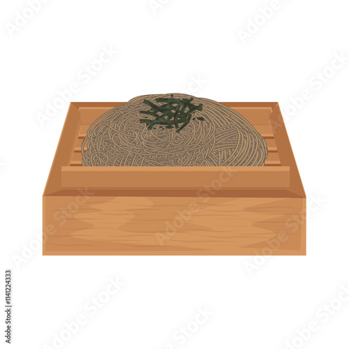 Vector Illustration Logo Clipart Chilled soba noodles Mori soba or Zaru Soba Traditional Japanese food