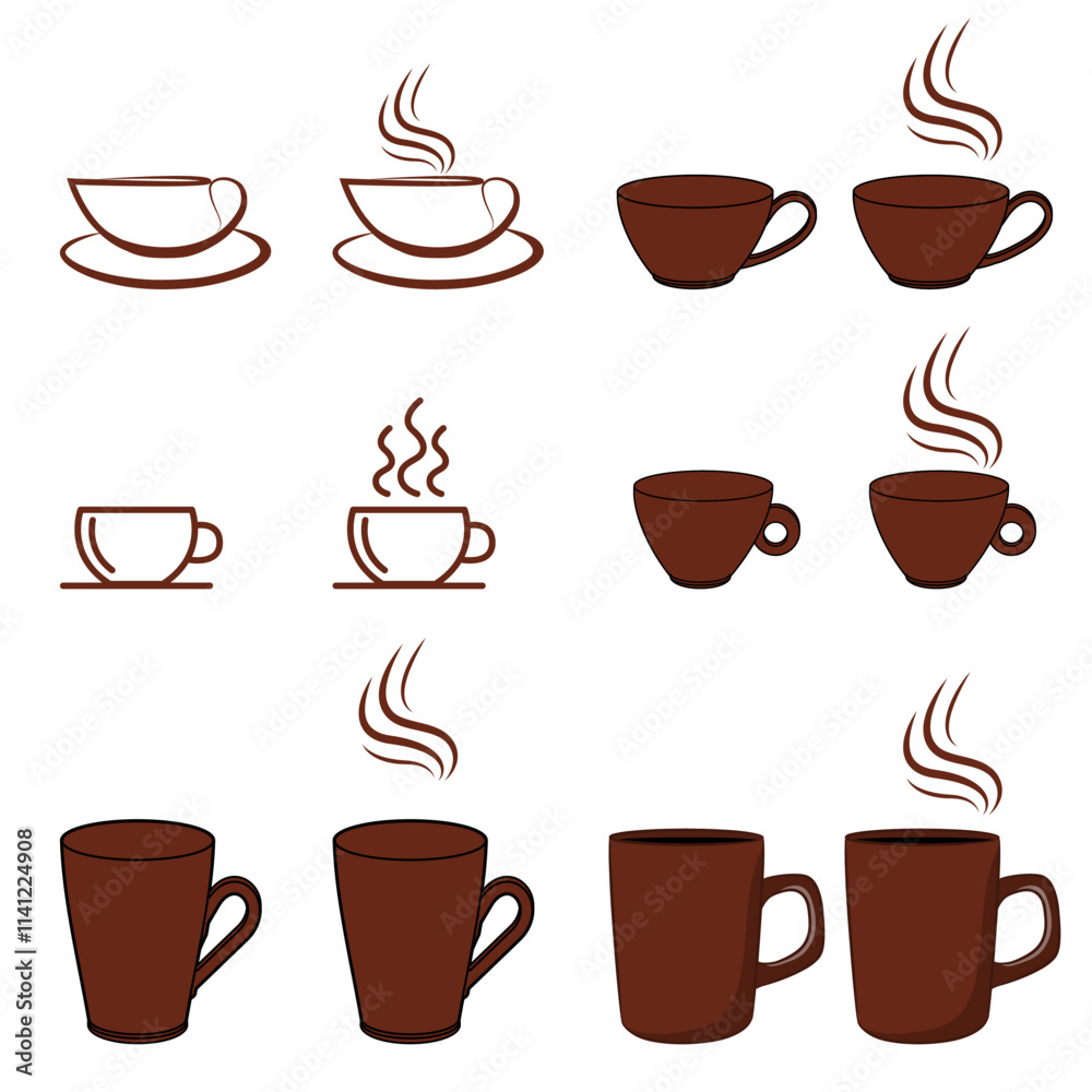 Obraz premium Coffee cup vector. Icon vector set. Vector illustration.