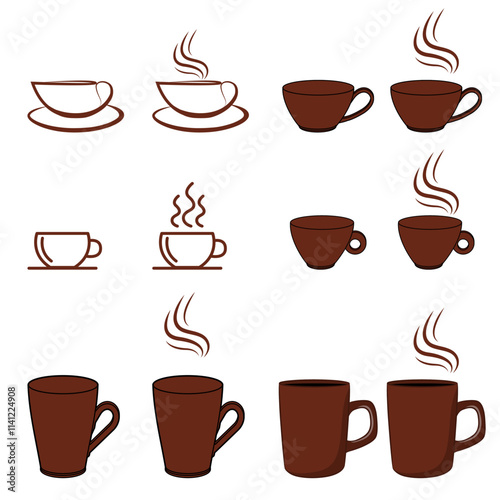 Coffee cup vector.  Icon vector set. Vector illustration.