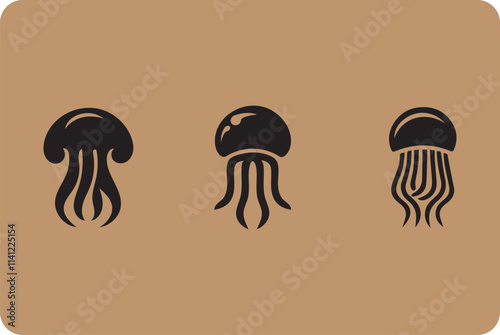 jelly fish, emoticon or smile icon for user interface Collections of Jellyfish flat isolated vector Silhouettes