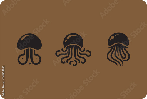 jelly fish, emoticon or smile icon for user interface Collections of Jellyfish flat isolated vector Silhouettes