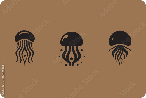 jelly fish, emoticon or smile icon for user interface Collections of Jellyfish flat isolated vector Silhouettes