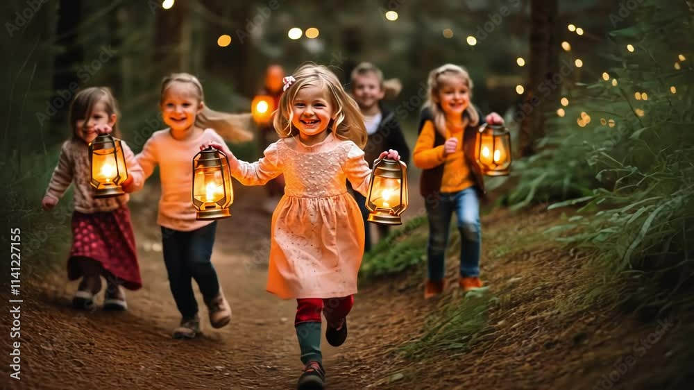 Children's Twilight Lantern Parade in Forest