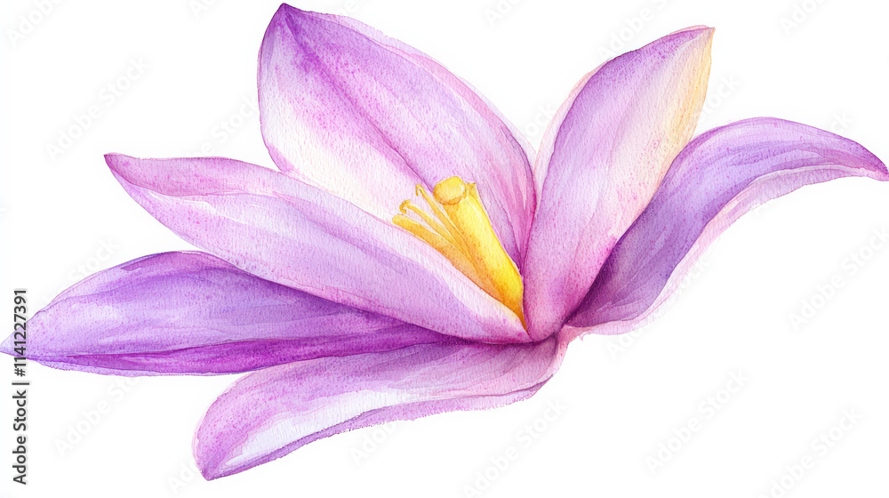 Fototapeta premium Watercolor flower with delicate pink and purple petals, showcasing beauty