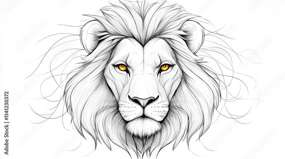 A lion with yellow eyes and a white mane A lion with yellow eyes and a white mane