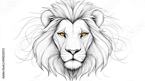 A lion with yellow eyes and a white mane