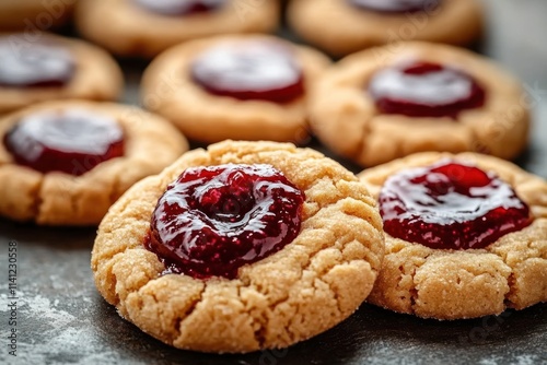 Peanut Butter and Jelly Thumbprint Cookies with Cherry Jam