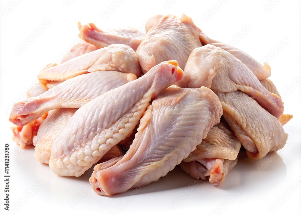 Raw Chicken Wings Isolated White Background Low Light Photography Raw Chicken Wings Isolated White Background Low Light Photography
