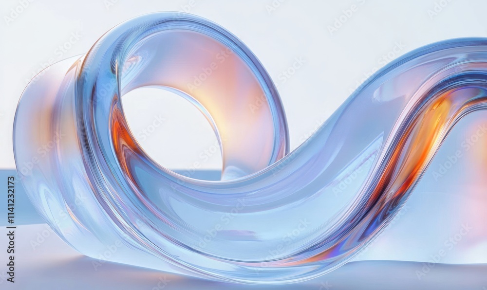 Modern Abstract Glass Sculpture with Smooth Curves and Pastel Colors in Minimalist Style Modern Abstract Glass Sculpture with Smooth Curves and Pastel Colors in Minimalist Style