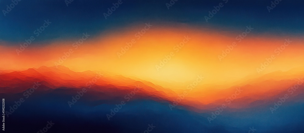 Obraz premium Blue Orange Abstract Gradient Painting Smooth Texture Background Design Colorful Mood