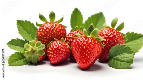 Wallpaper Mural "Beautiful Strawberry Clipart: Vibrant Red Fruit with Green Leaves, Isolated on White Background"
 Torontodigital.ca