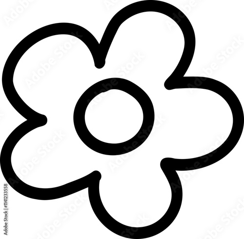 Retro Flower doodle doodle outline
