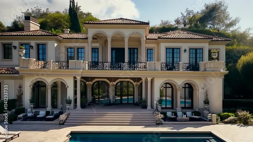 Mediterranean Mansion: Luxury Estate with Pool and Hillside Views