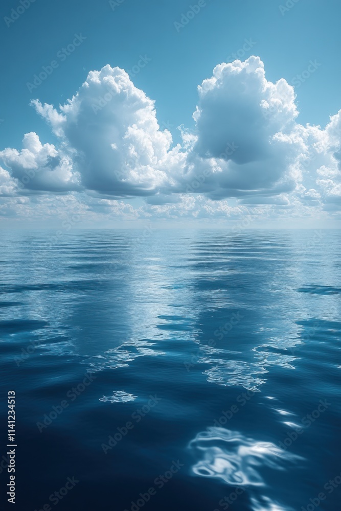 Obraz premium Tranquil Seaside View with Light and Clouds