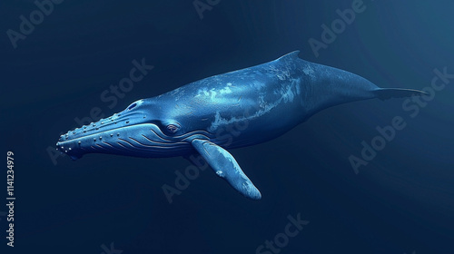 Giant Blue Whale in the Vast Deep Ocean photo