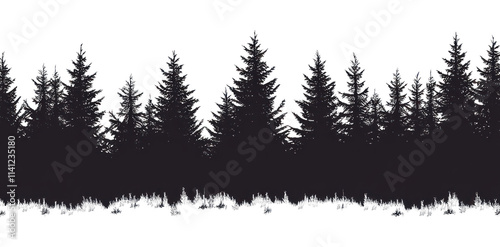 Fototapeta Naklejka Na Ścianę i Meble -  PNG Forest silhouette illustration forest design.