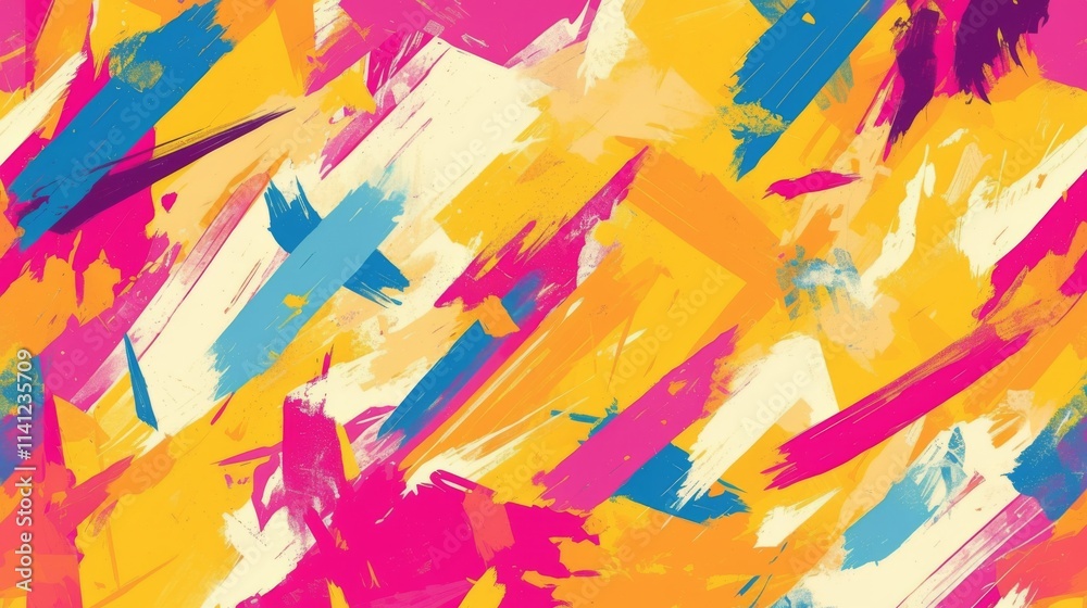 Abstract brush stroke background design featuring a colorful, seamless pattern of modern paint lines in fun summer colors. Abstract brush stroke background design featuring a colorful, seamless pattern of modern paint lines in fun summer colors.