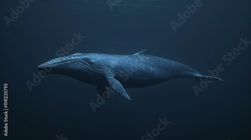 Underwater View of Blue Whale in Deep Sea photo