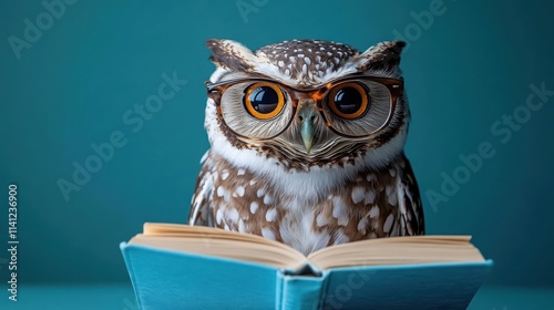 Wallpaper Mural Wise Owl Reading Book Concept Image Education Wisdom Learning Literature Background Torontodigital.ca