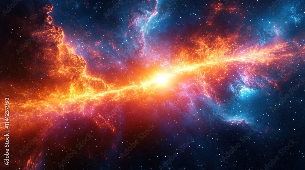 Magic Circle of Blue and Golden Light in Cosmic Explosion Magic Circle of Blue and Golden Light in Cosmic Explosion