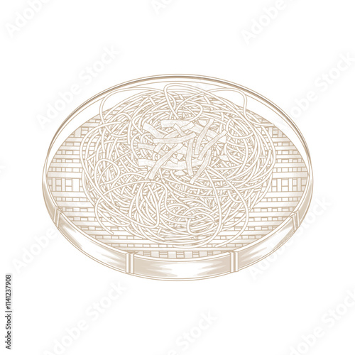 Vector Illustration Logo Line art zaru soba or soba noodles Japanese food