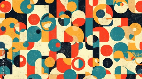 Abstract retro geometric background. Bright seamless pattern. Vector illustration.