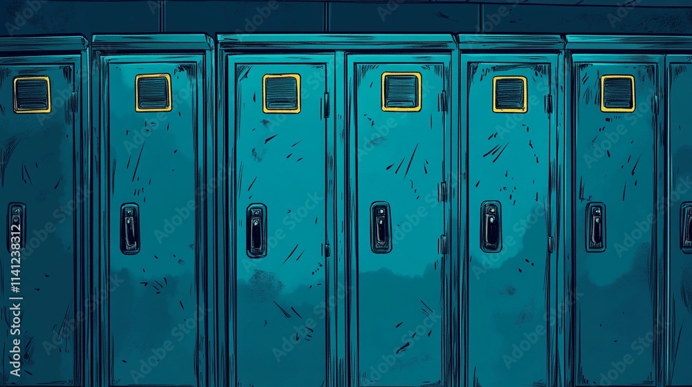Fototapeta premium Lockers, locker room, storage lockers, metal lockers, industrial lockers, school lockers, gym lockers, vintage lockers, rows of lockers, locker background, storage room, locker doors, closed lockers,