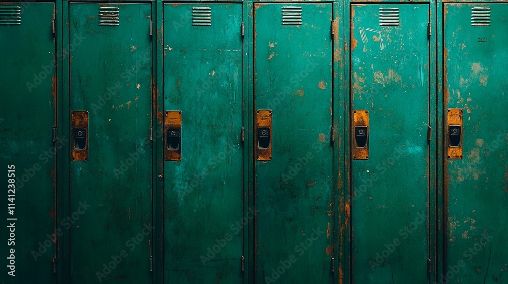 Fototapeta premium Lockers, locker room, storage lockers, metal lockers, industrial lockers, school lockers, gym lockers, vintage lockers, rows of lockers, locker background, storage room, locker doors, closed lockers,