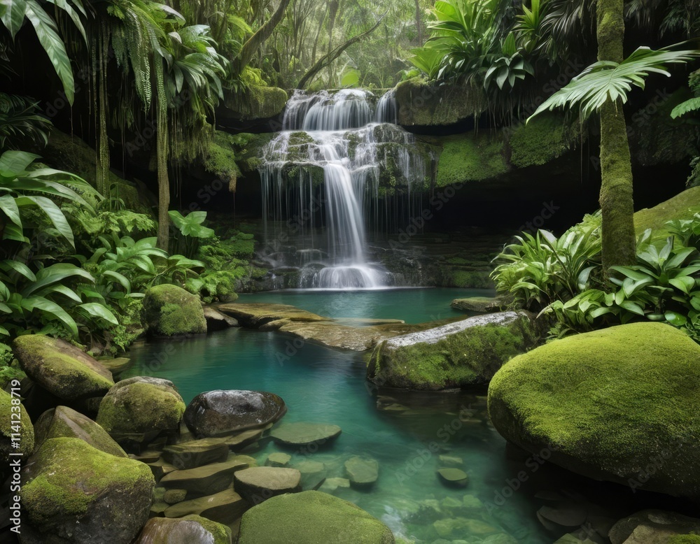 Naklejka premium waterfall in the forest
