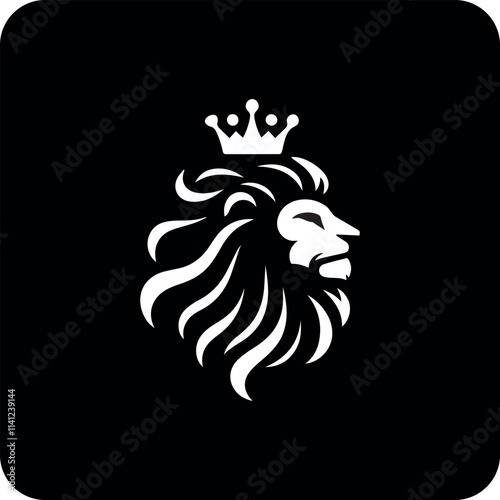 vector lion head logo design lion king logo and luxury design vector template. Lion black head vector silhouette icons icon set on white background.