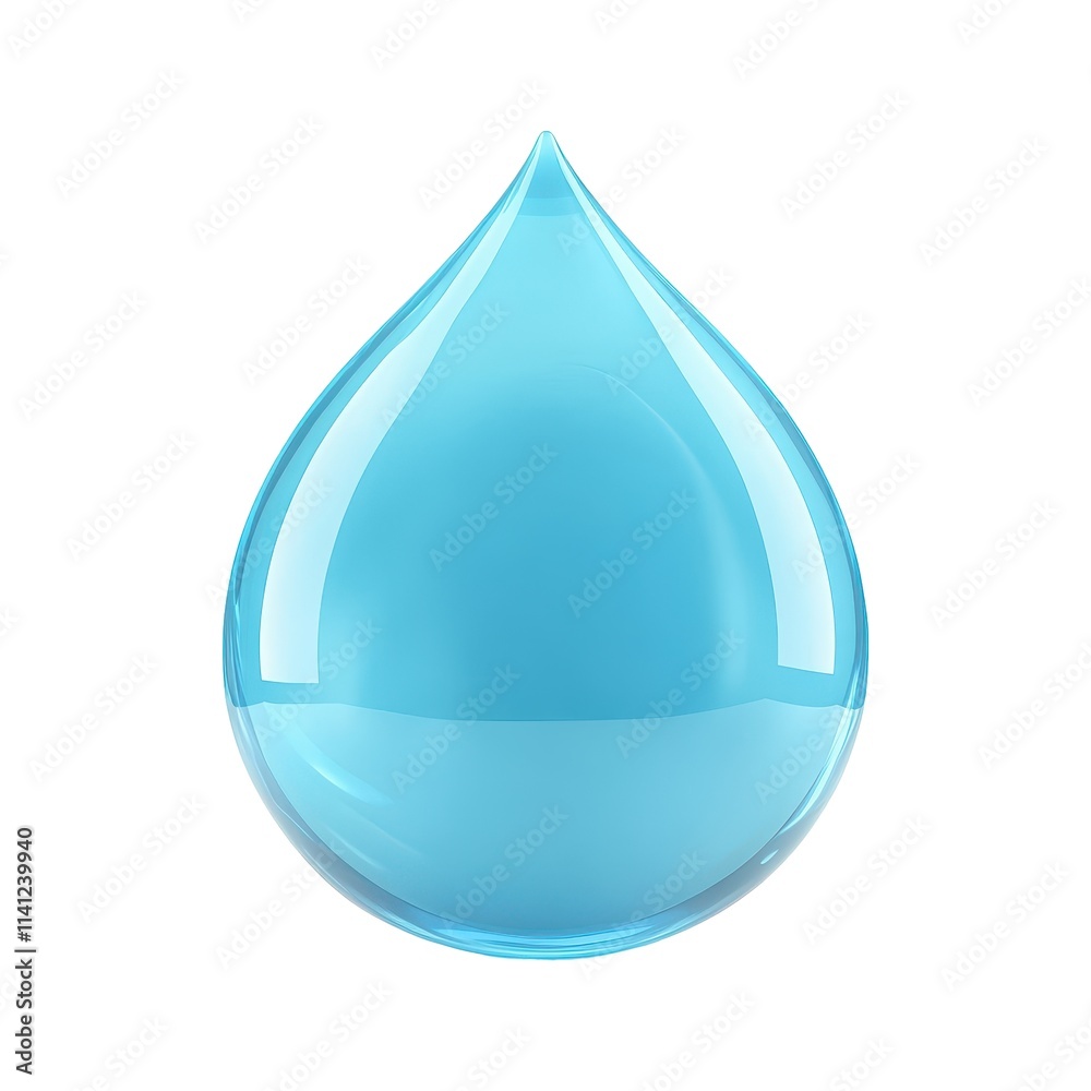 Single Drop of Clear Blue Water, Clean and Refreshing, Isolated on White Background Cutout Single Drop of Clear Blue Water, Clean and Refreshing, Isolated on White Background Cutout