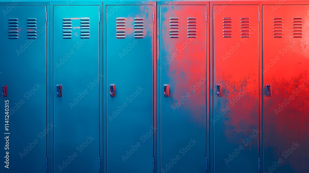 background featuring rows of lockers in minimalistic style.