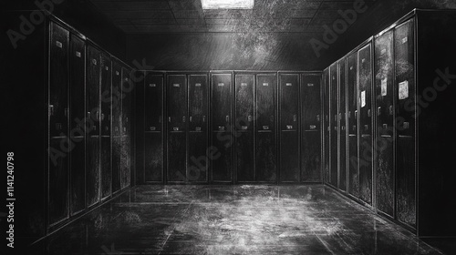 background featuring rows of lockers in minimalistic style.