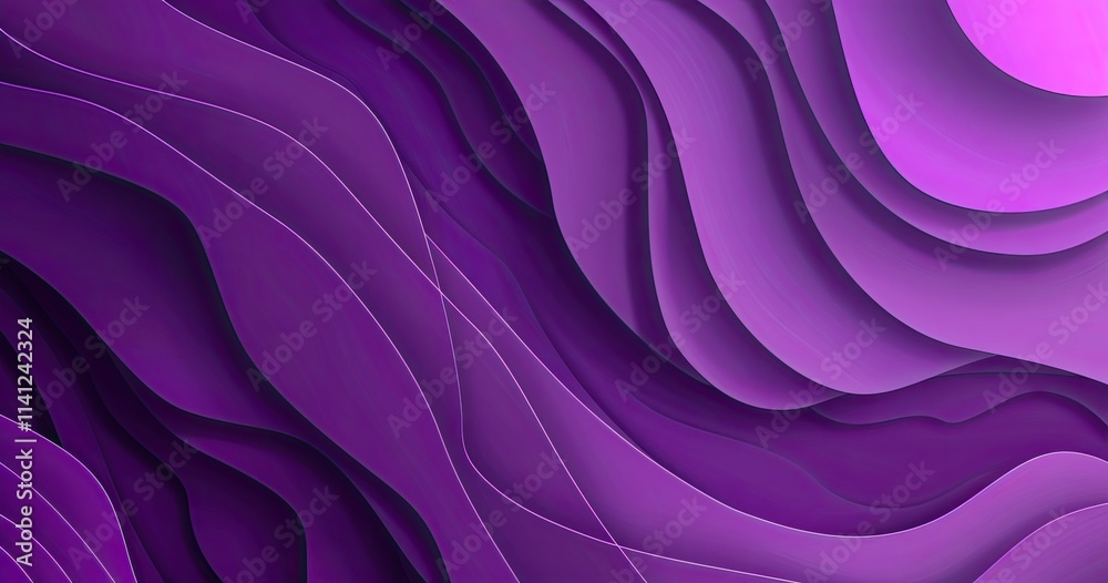 Fototapeta premium Abstract purple waves creating a dynamic, modern design.