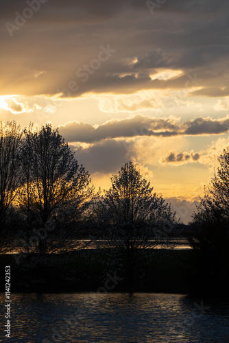 sunset over the river