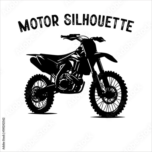 Dirt Bike Vector silhouette. Silhouette of a motocross rider dirt bike.