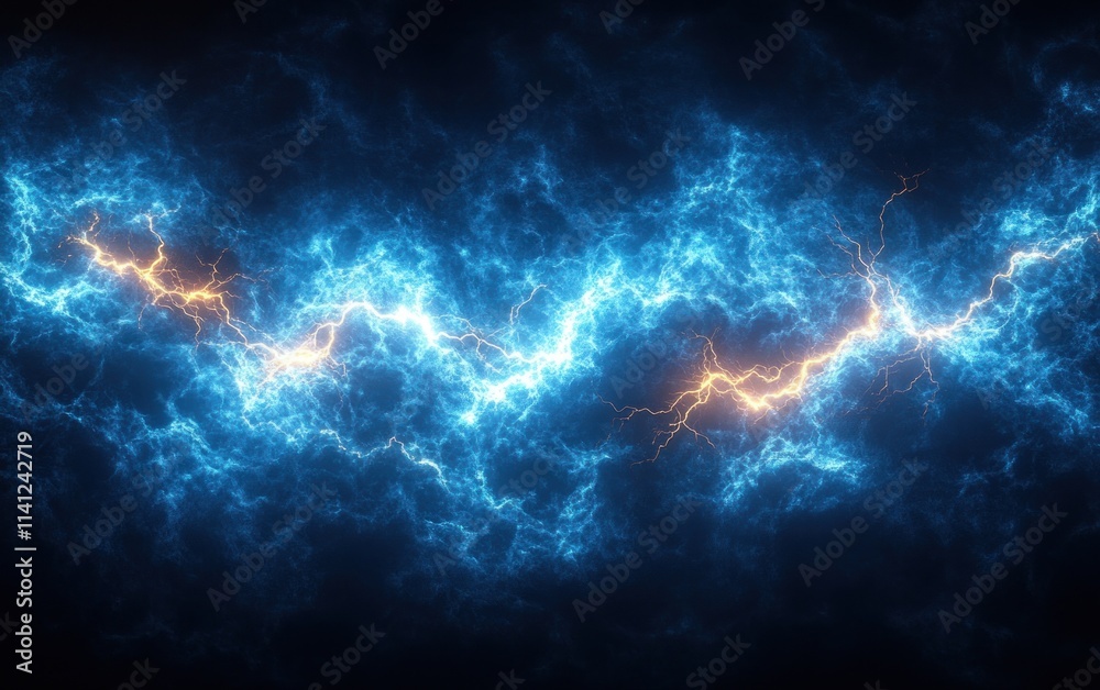 Electric Storm Abstract Lightning Blue Background 3D Rendering Electric Storm Abstract Lightning Blue Background 3D Rendering