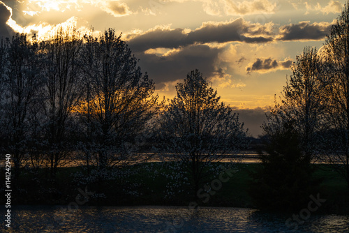 sunset over the river