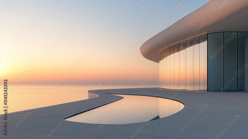 Fototapeta premium Sunrise scenery of seaside buildings