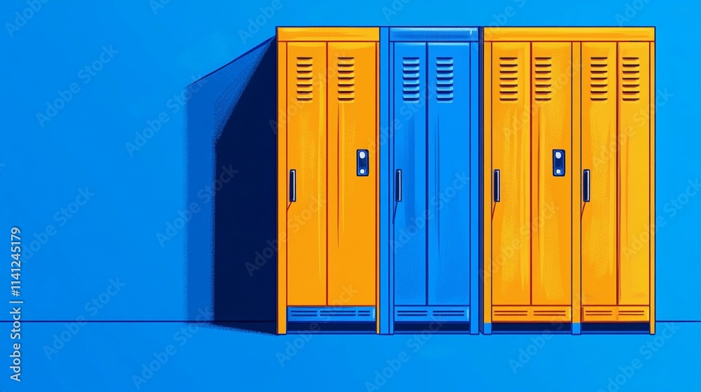Close-up view of metal lockers in uniform rows, offering a minimalistic background for fitness, education, or secure storage content Close-up view of metal lockers in uniform rows, offering a minimalistic background for fitness, education, or secure storage content