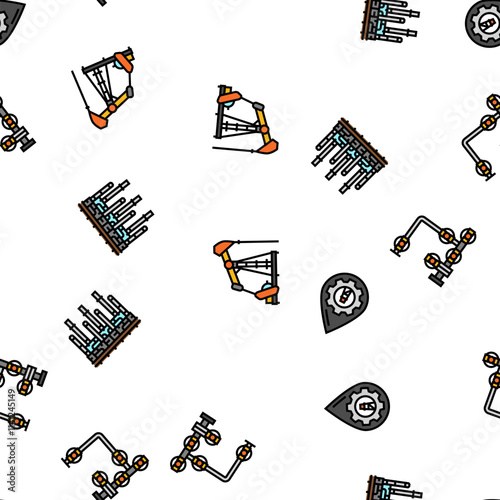 oil industry factory plant vector seamless pattern thin line illustration