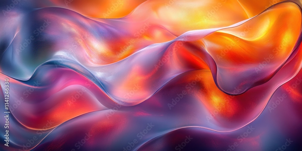 Futuristic Abstract Sculpture with Curved Ribbons and Iridescent Colors in Minimalist Digital Art Style Futuristic Abstract Sculpture with Curved Ribbons and Iridescent Colors in Minimalist Digital Art Style