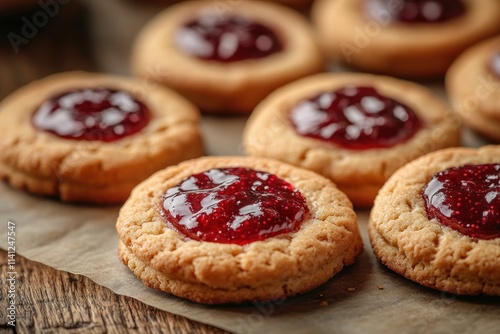 Peanut Butter and Jelly Thumbprint Cookies with Soft Chewy Center