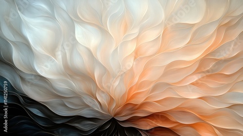 An abstract composition featuring flowing waves of soft colors, creating a sense of movement and depth. The design evokes tranquility and artistic expression.