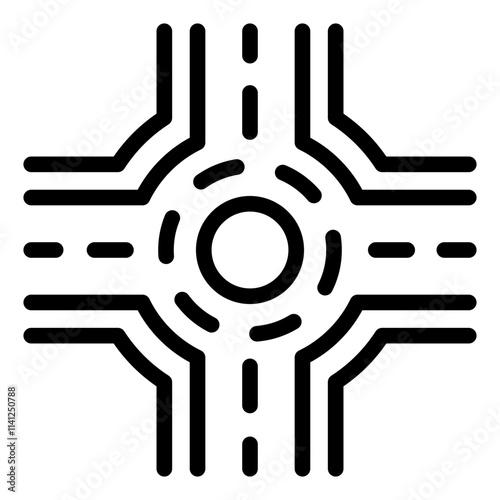 Roundabout outline icon for driving and road safety